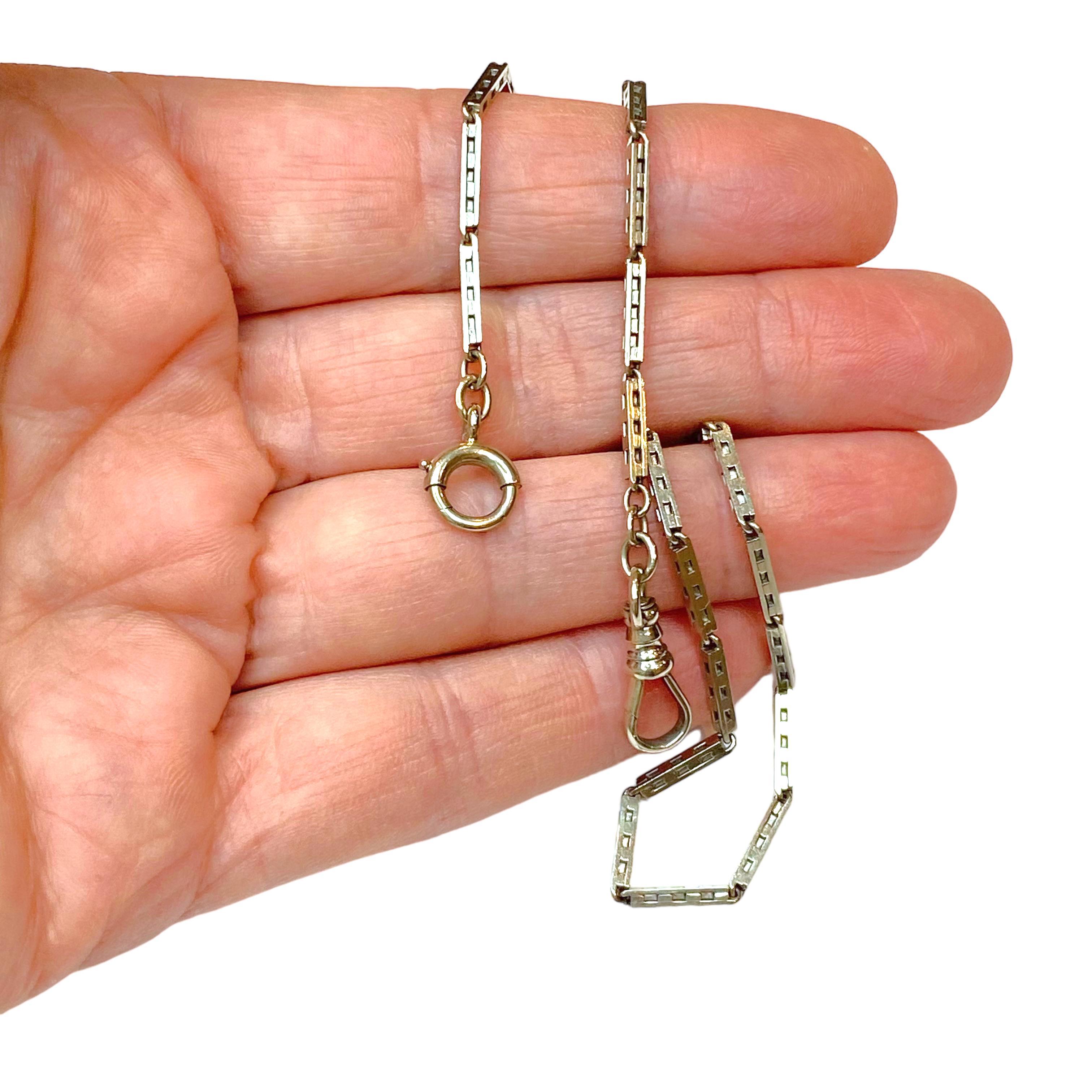 Women's or Men's Antique 14K White Gold Watch Fob Chain