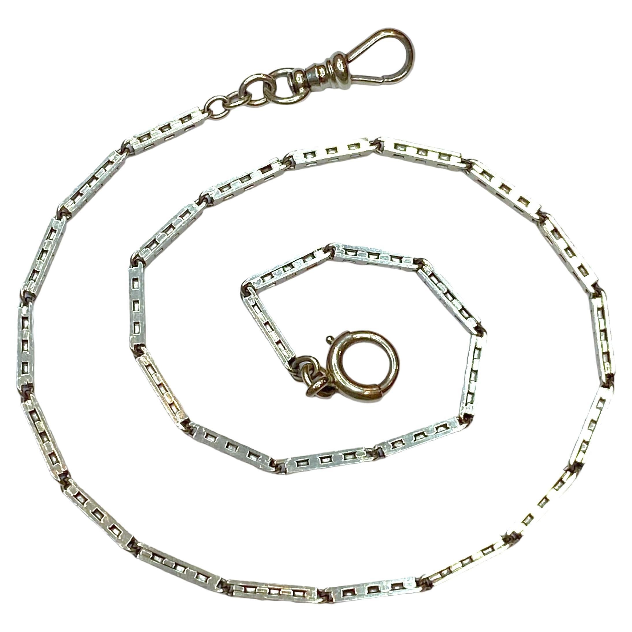 Antique 14K White Gold Watch Fob Chain