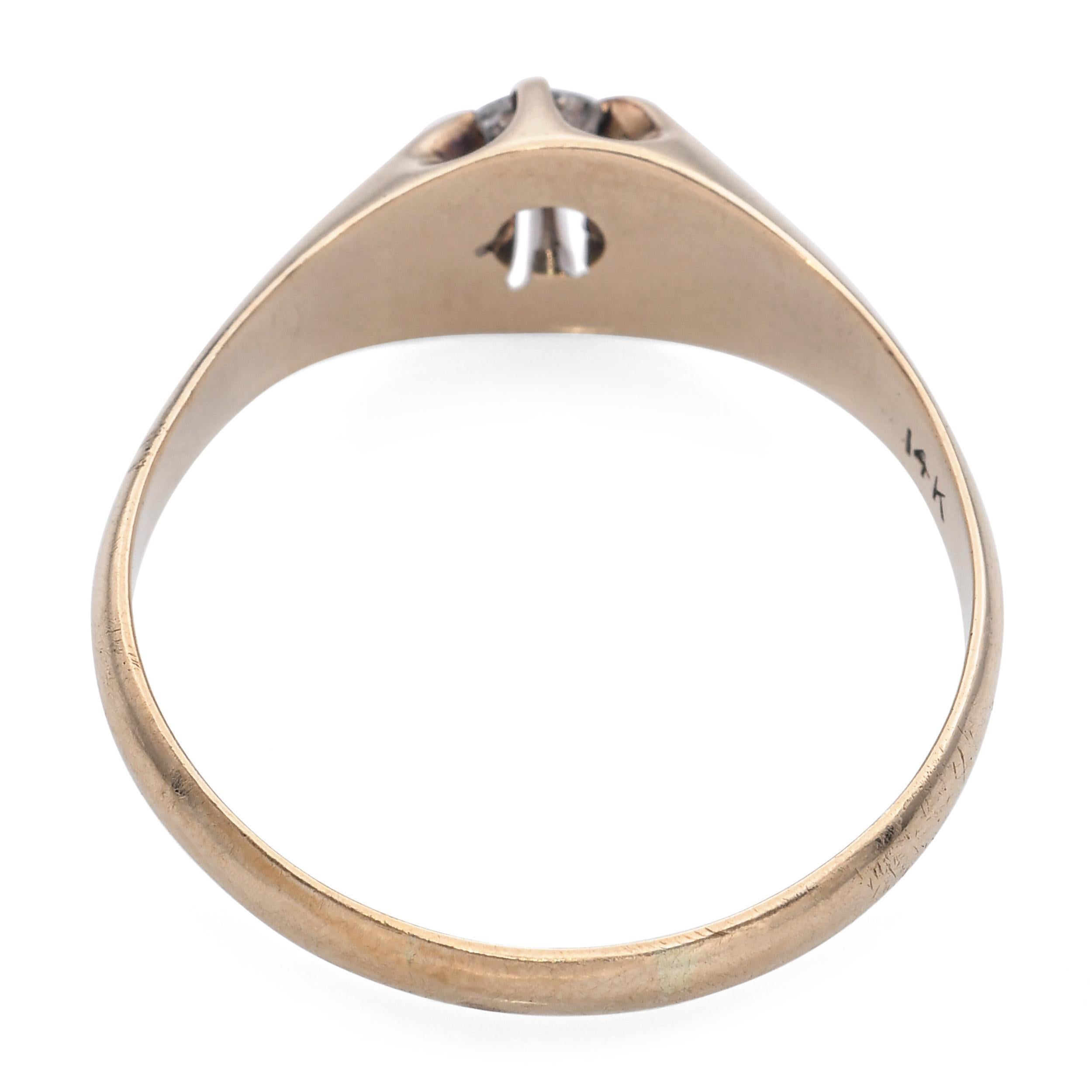 Bague ancienne en or jaune 14k 0.24ct diamant serti Belcher en vente 1