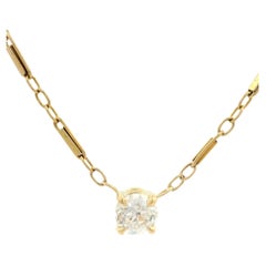 Antique 14k Yellow Gold 0.34ctw Old European Diamond Solitaire Pendant Necklace