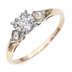 Bague ancienne en or jaune 14k 0.53tcw J Si1 Old Mine Cut Diamond Ring