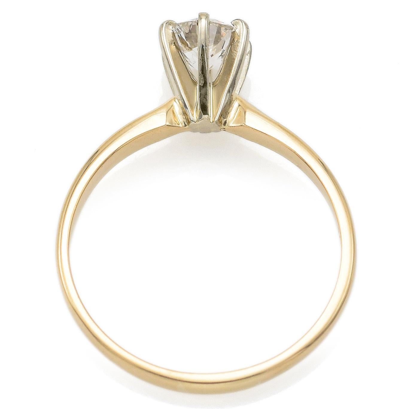 Bague de fiançailles solitaire en or jaune 14k antique 0,56ct Old Euro Cut Diamond Bon état - En vente à New York, NY
