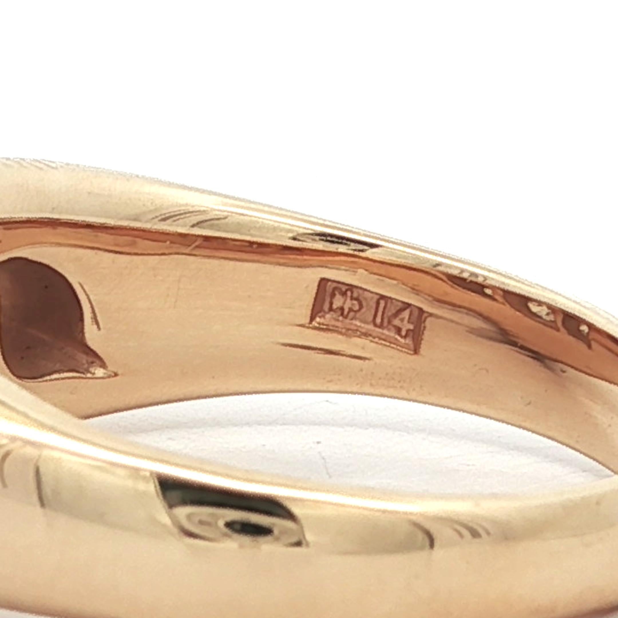 Antique 14k Yellow Gold 1.06ctw Three Old European Diamond Burnish Band Ring For Sale 2