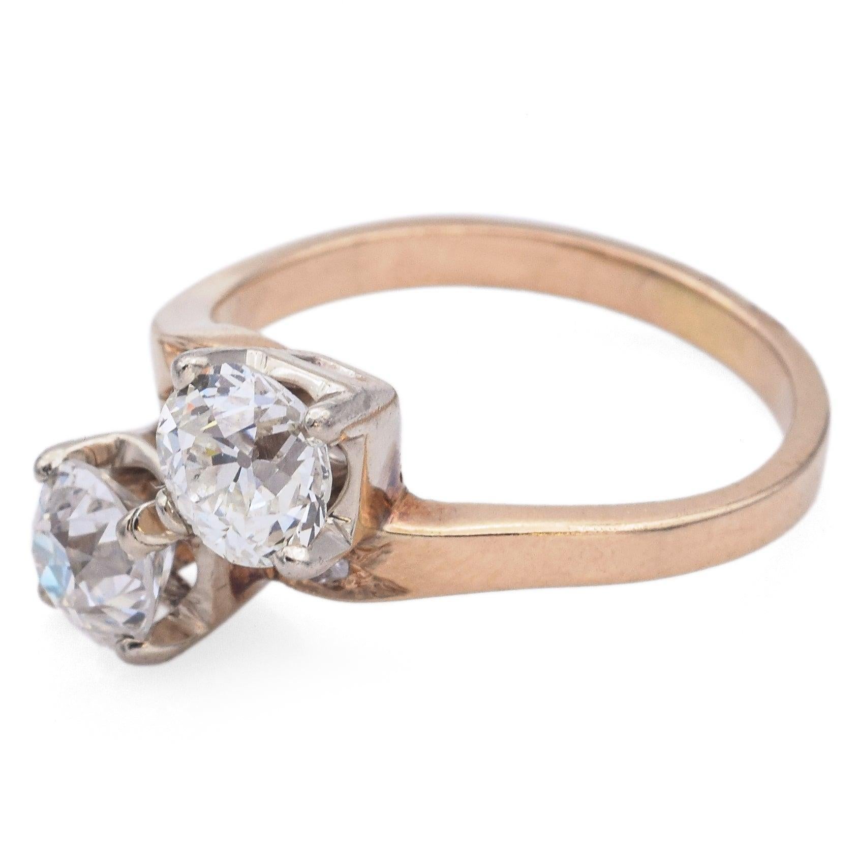 Donna Anello antico in oro giallo 14k con diamante vecchio taglio euro da 1,53tcw in vendita