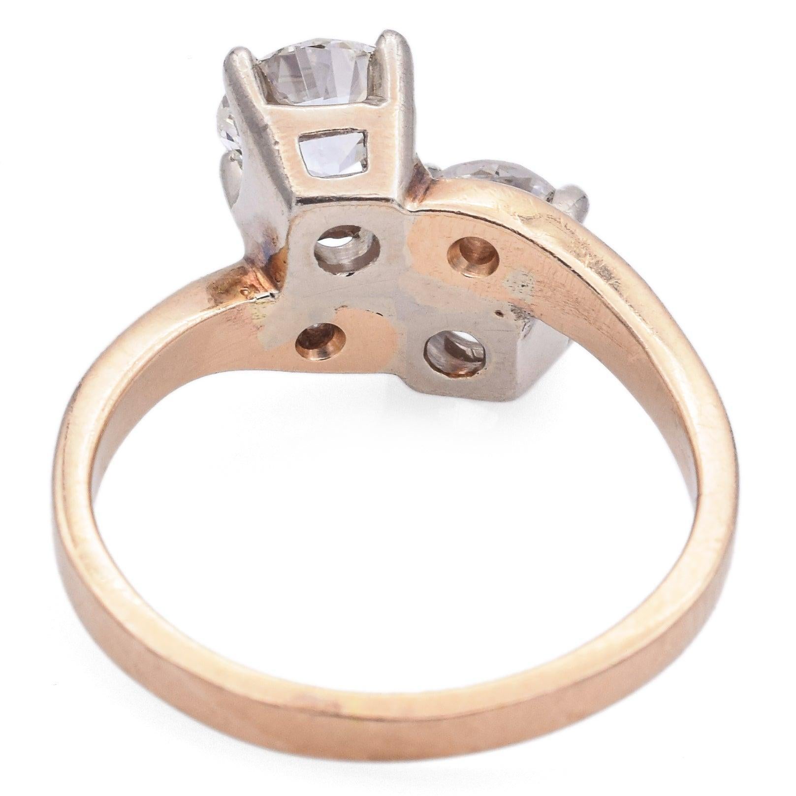 Anello antico in oro giallo 14k con diamante vecchio taglio euro da 1,53tcw in vendita 1