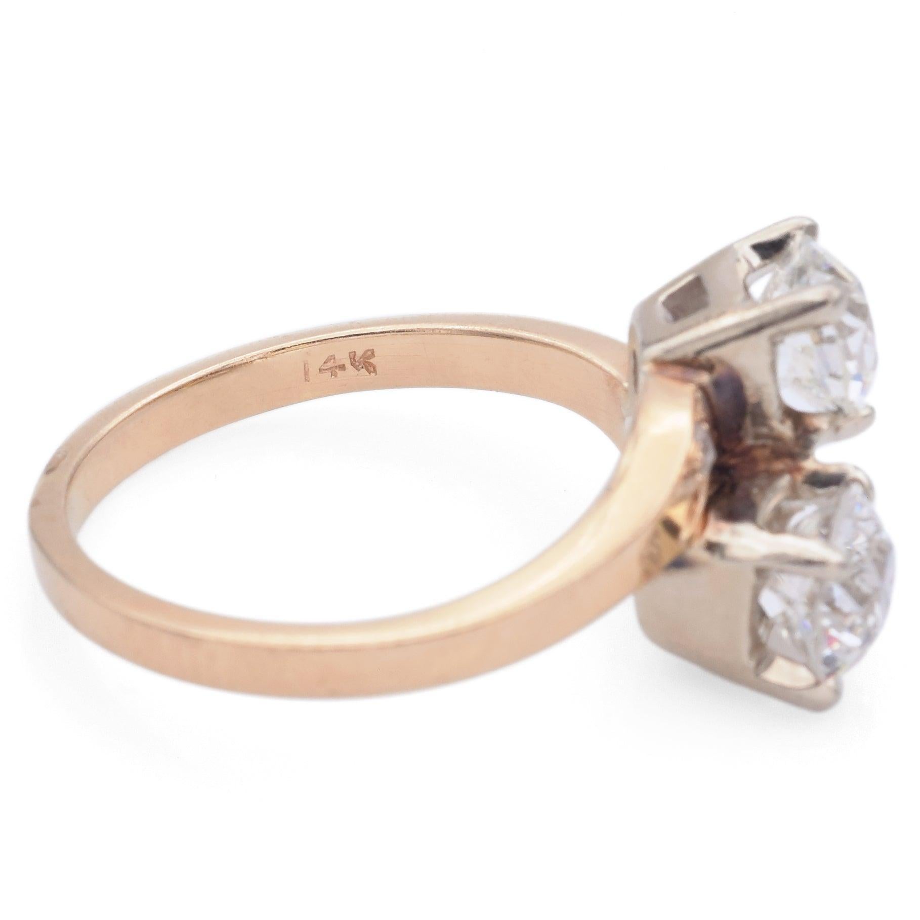 Anello antico in oro giallo 14k con diamante vecchio taglio euro da 1,53tcw in vendita 2