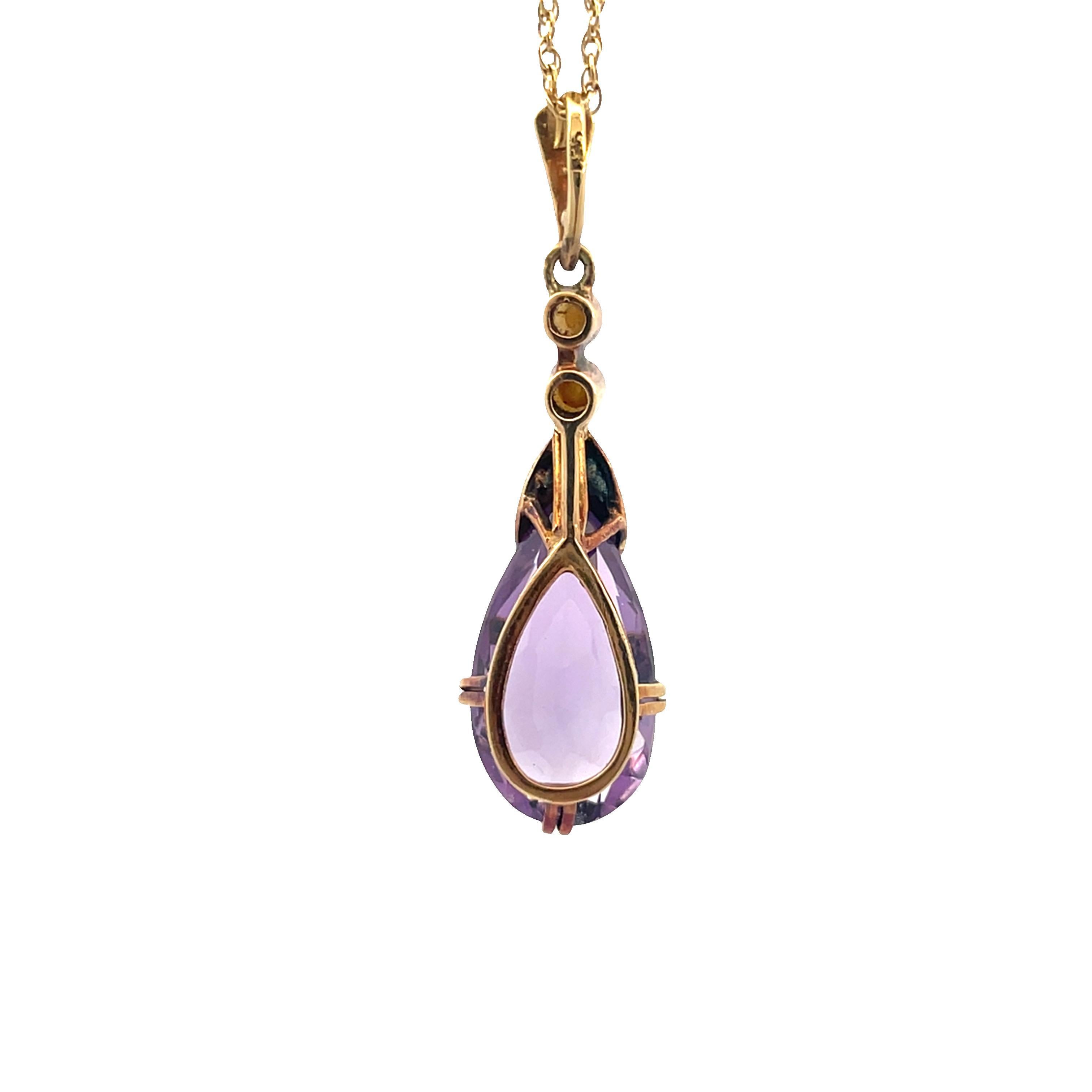 Antique 14k Yellow Gold Amethyst and Seed Pearl Necklace For Sale at ...