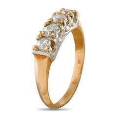 Antique 14K Yellow Gold and Platinum 0.80ct Diamond Four-Stone Ring MF06-070726