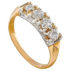 Antique 14K Yellow Gold and Platinum 0.80ct Diamond Four-Stone Ring MF06-070726