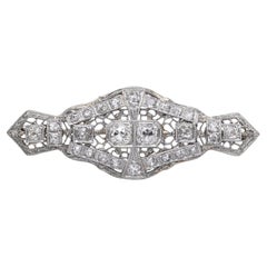 Antique 14k Yellow Gold and Platinum Old Euro Diamond Brooch