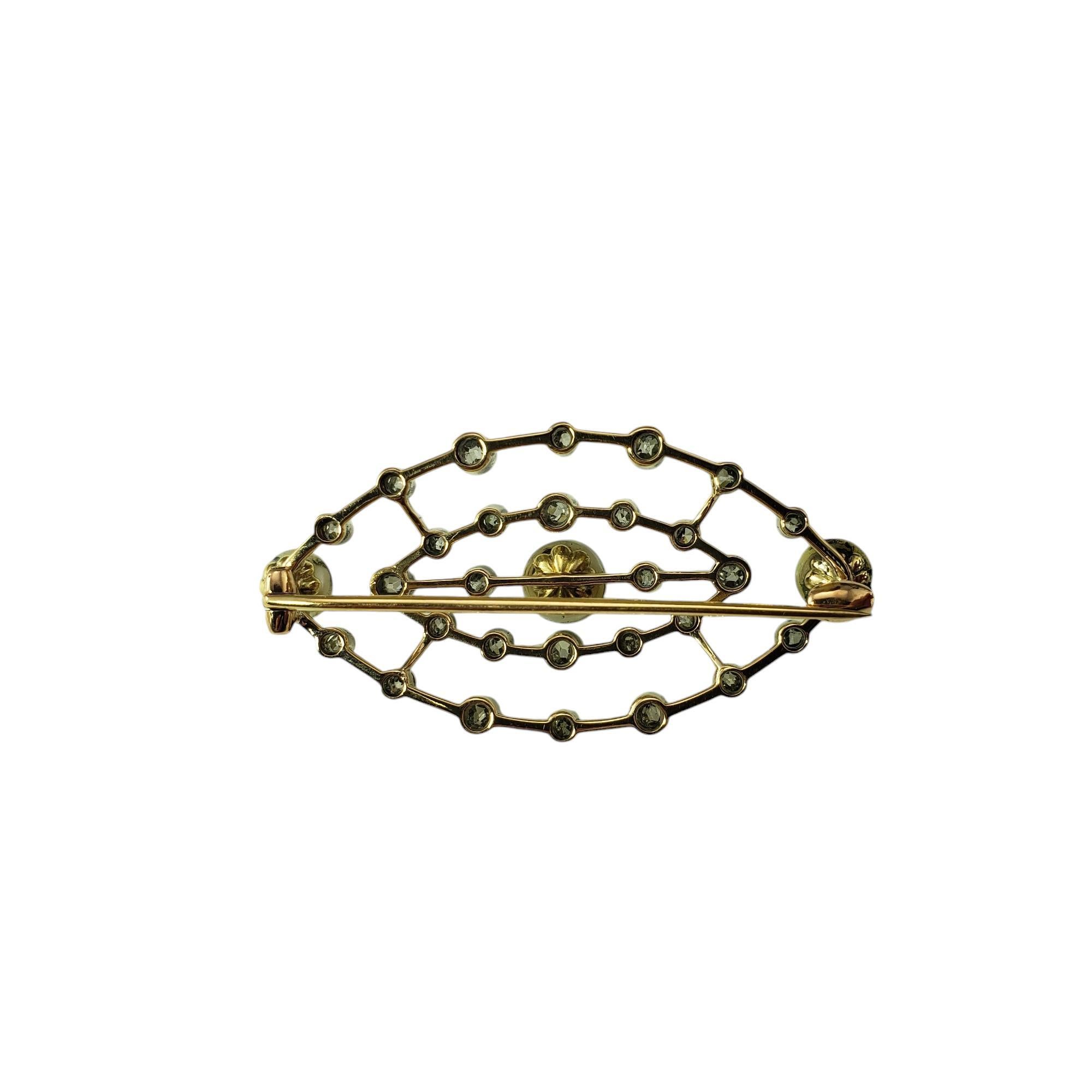Old Mine Cut Antique 14K Yellow Gold and Sterling Silver Pearl and Diamond Brooch #19911 For Sale