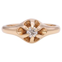Antique 14k Yellow Gold Belcher Set .17ct Diamond Ring