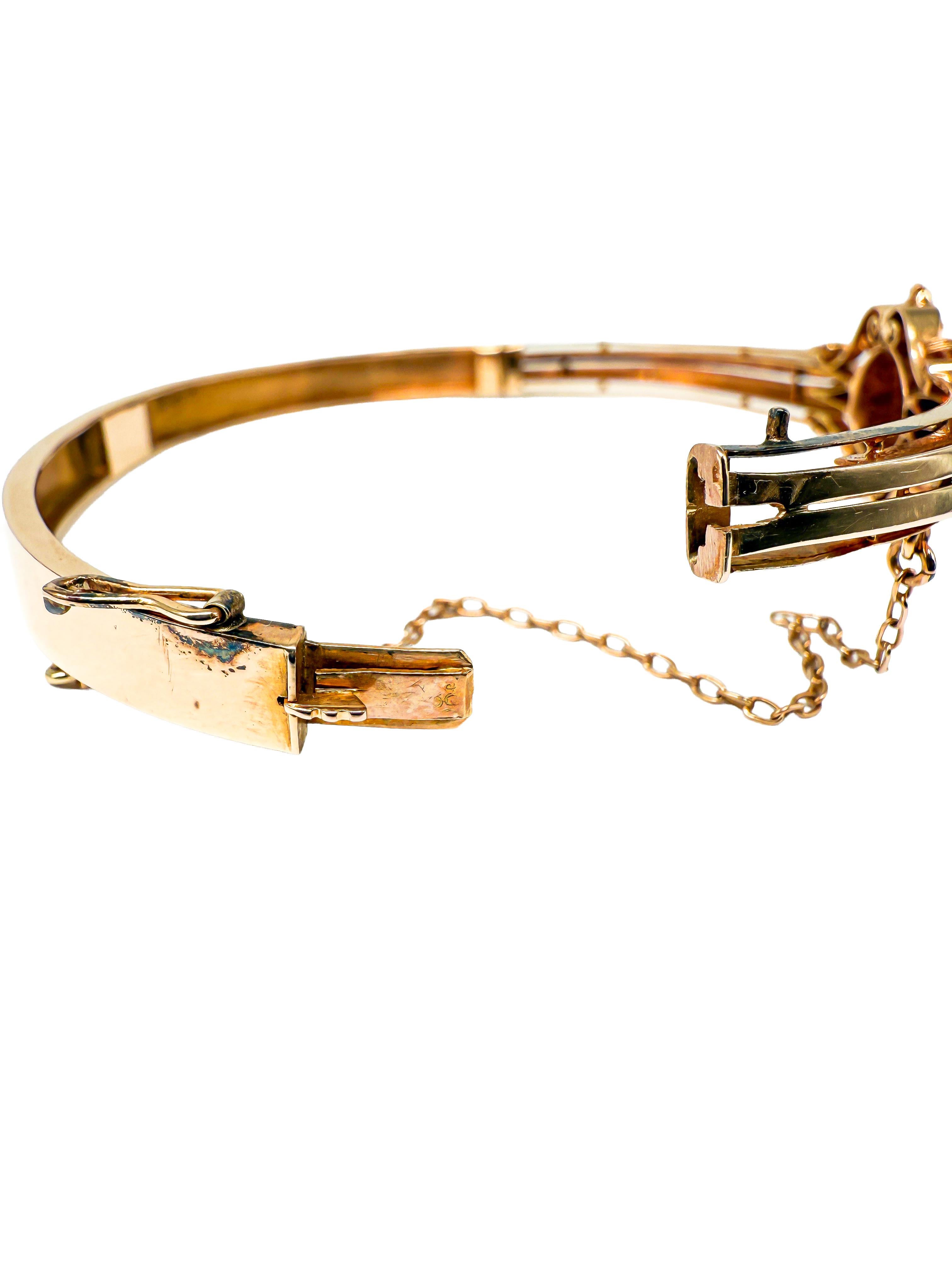 Bracelet ancien en or jaune 14 carats avec diamants  c. 1890-1905 Bon état - En vente à Berlin, DE