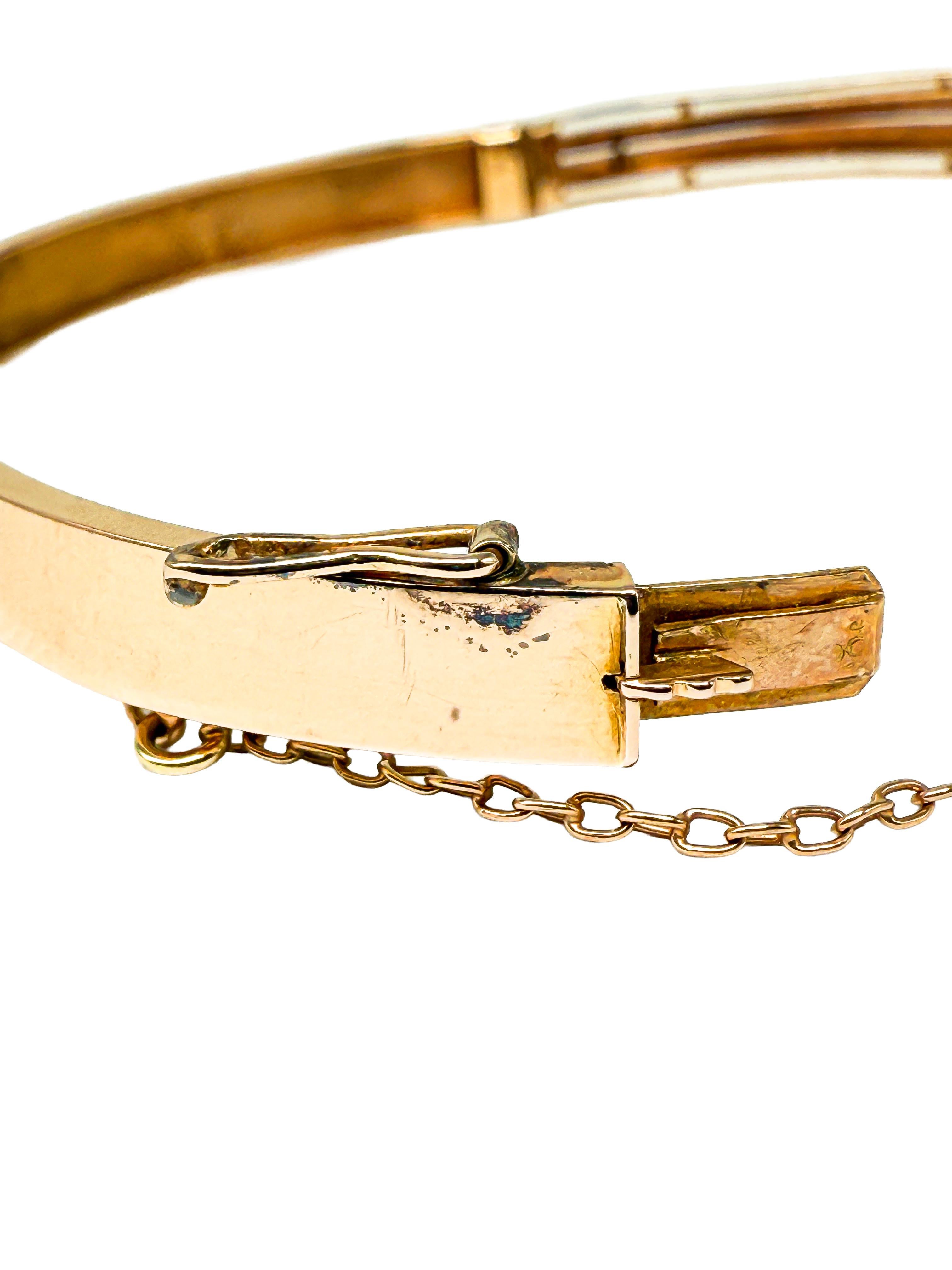 Bracelet ancien en or jaune 14 carats avec diamants  c. 1890-1905 Pour femmes en vente