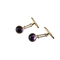 Antike 14K Gelbgold Cabochon Amethyst-Manschettenknöpfe #19912
