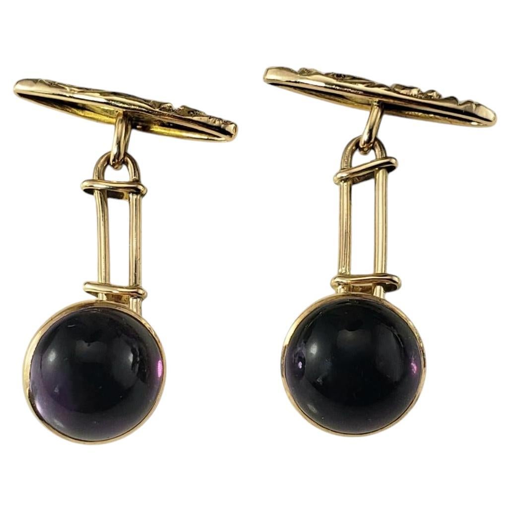 Antique 14K Yellow Gold Cabochon Amethyst Cufflinks #19912