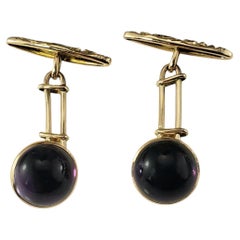 Antique 14K Yellow Gold Cabochon Amethyst Cufflinks #19912