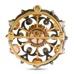 Antique 14K Yellow Gold Diamond and Opal Brooch MF20-070226