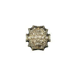 Antique 14K Yellow Gold Diamond, Onyx and Enamel Cluster Ring Size 5 #23051