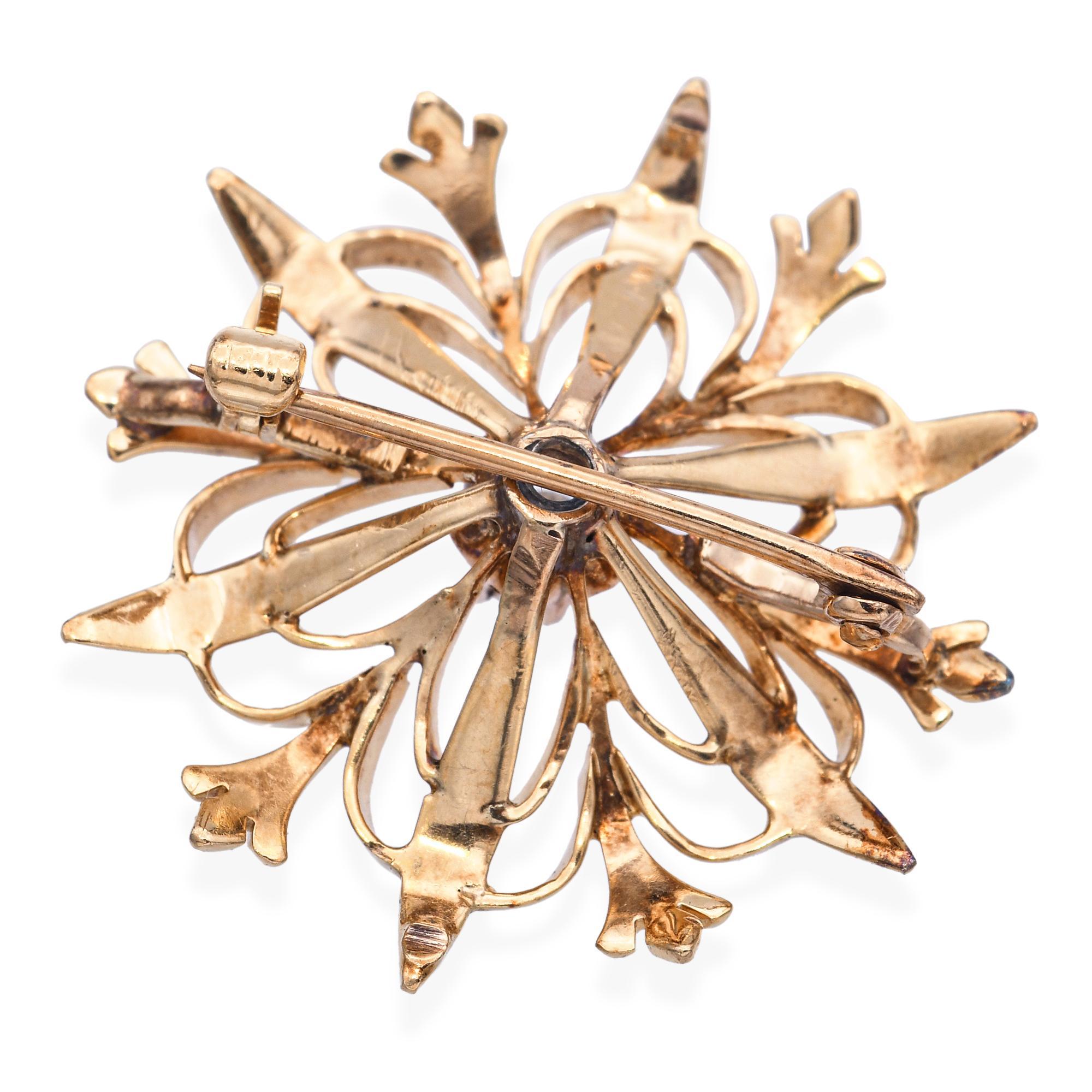 Broche ancienne en or jaune 14k avec étoile et diamant Pour femmes en vente
