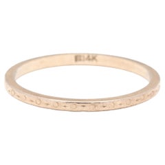 Antique 14K Yellow Gold Floral Engraved Stackable Wedding Band