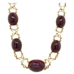 Antike 14 Karat Gelbgold Granat-Perlen-Halskette
