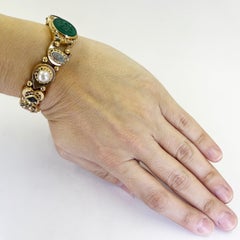 Antique 14K Yellow Gold Gemstone Slide Bracelet