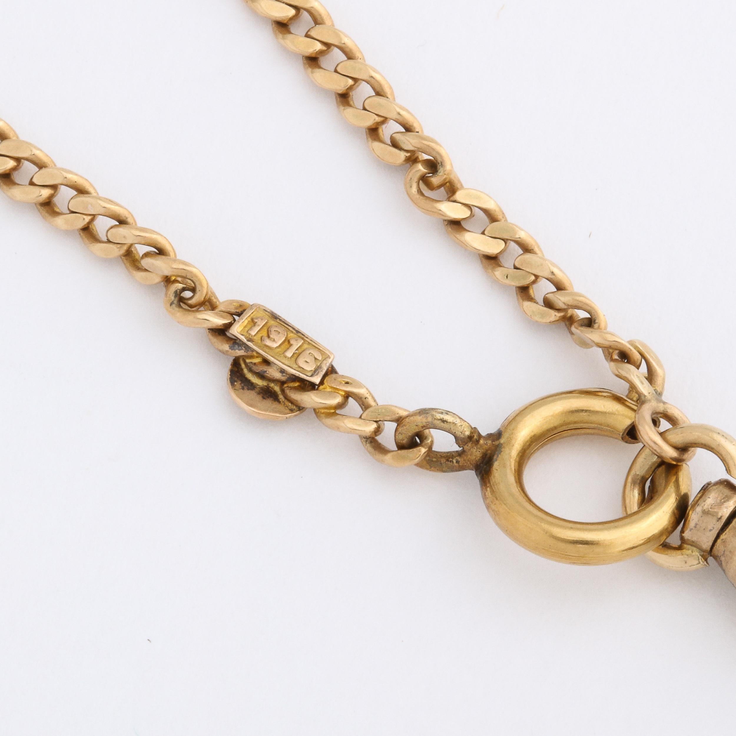 Montre de chasse d'antiquités pour femme en or jaune 14 carats avec chaîne  par Waltham Watch Co. 1888 en vente 3