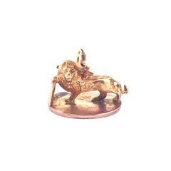 Antique 14k Yellow Gold Lion Figural Watch Fob Pendant