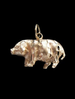Antique 14K Yellow Gold 'Lucky Pig' Pendant - France - Circa 1900