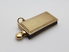 Antique 14K Yellow Gold Match Strike Book Pendant Fob Guilloche