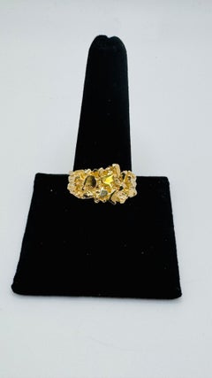 Antique 14K Yellow Gold Nugget Ring, Size 12, Art Deco Style, 1990