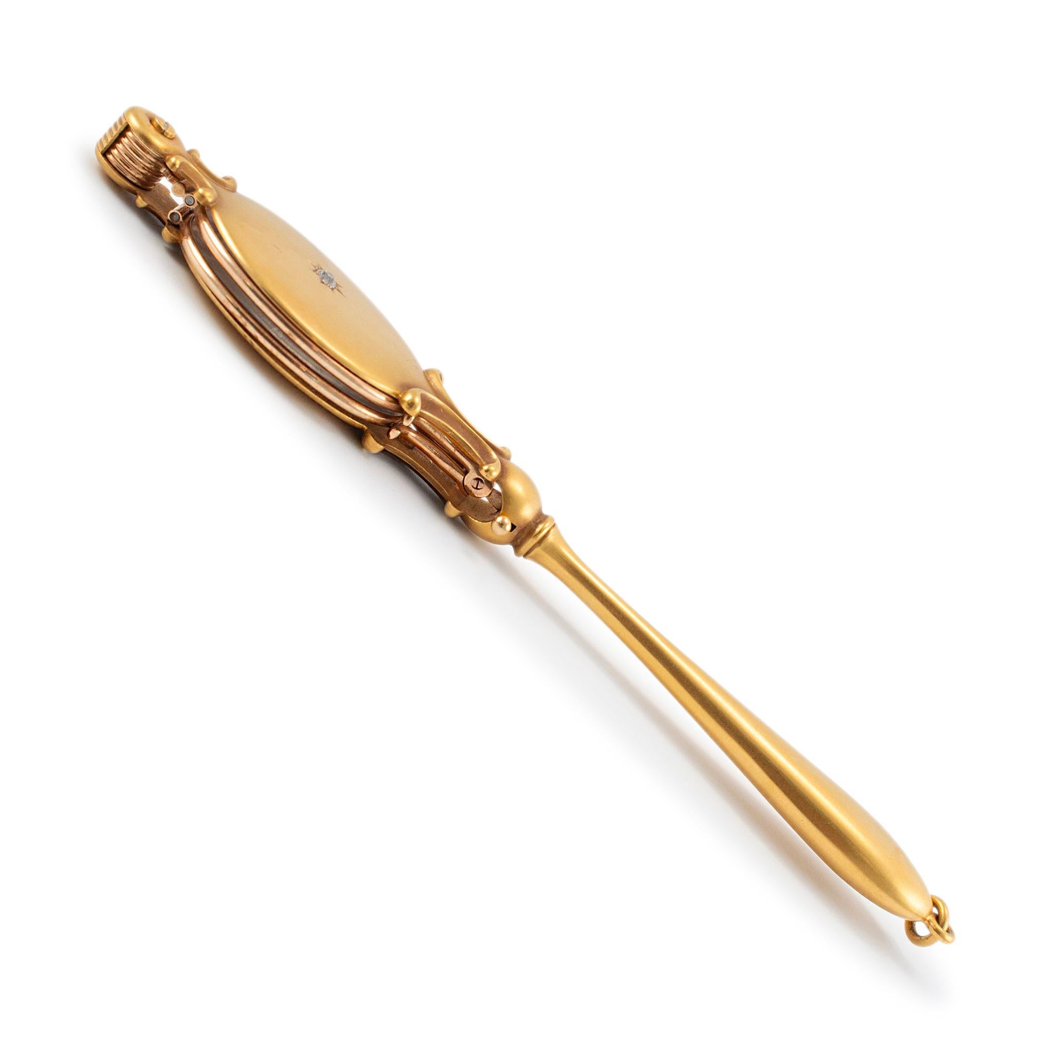 Taille vieille Europe Verres d'opéra anciens Lorgnette pliants en or jaune 14 carats avec diamants taille vieille Europe en vente