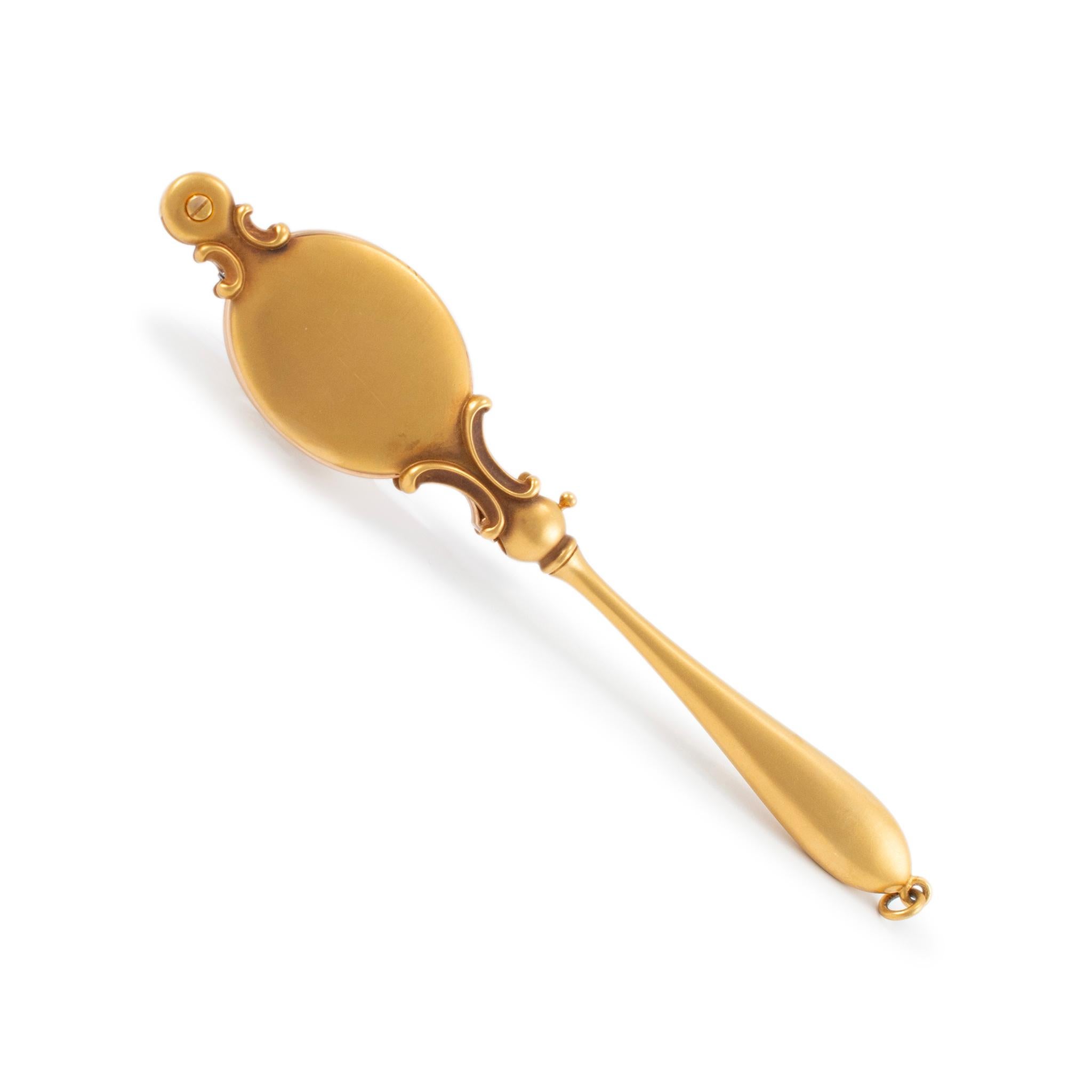 Verres d'opéra anciens Lorgnette pliants en or jaune 14 carats avec diamants taille vieille Europe Excellent état - En vente à Houston, TX