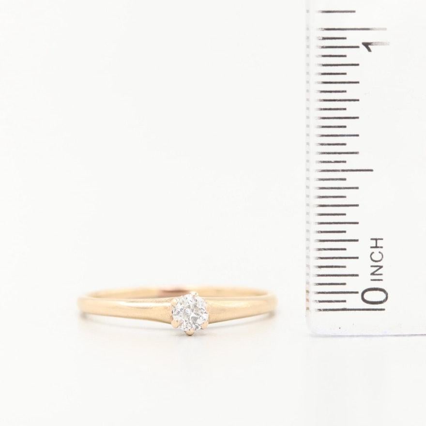Here we have a beautiful simple petite solitaire. Dated 1919 this sweetheart of a ring is 100 years old and as beautiful as ever! Show her your love will last a century and beyond! 

This is a true antique piece, and we are honored to offer it to