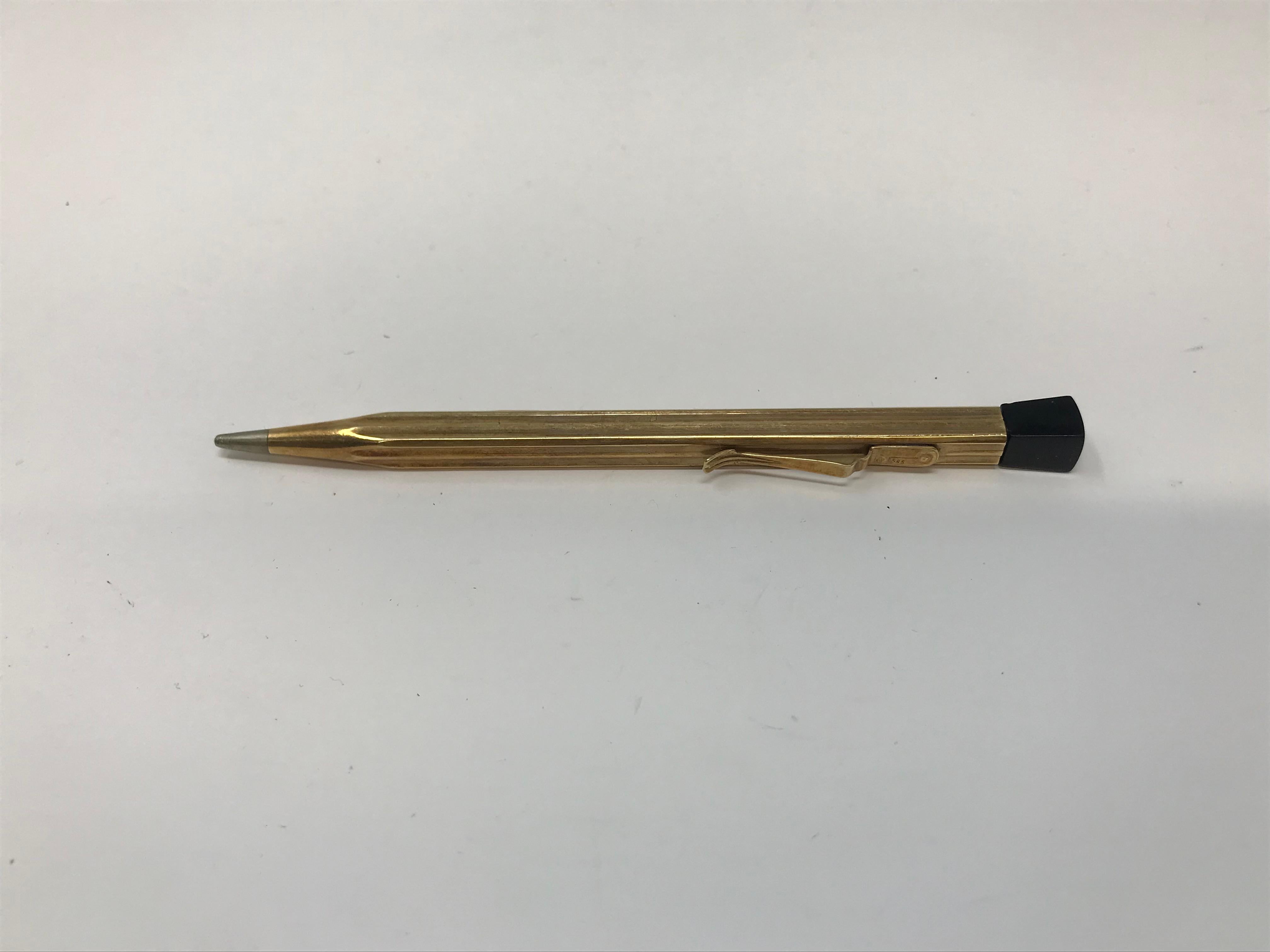 Women's or Men's Antique 14k Yellow Gold Pencil Pen For Sale