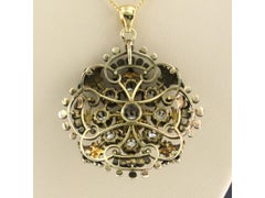 Antique 14k Yellow Gold Pendant Necklace with 2.20ct Diamonds, 1880