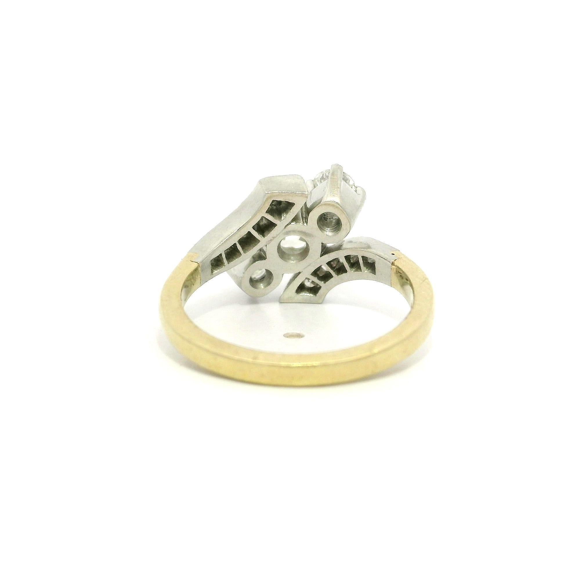 Antiker 14k Gelbgold Platin 1,22ctw klobiger alter Mine Cut Diamantring im Angebot 7