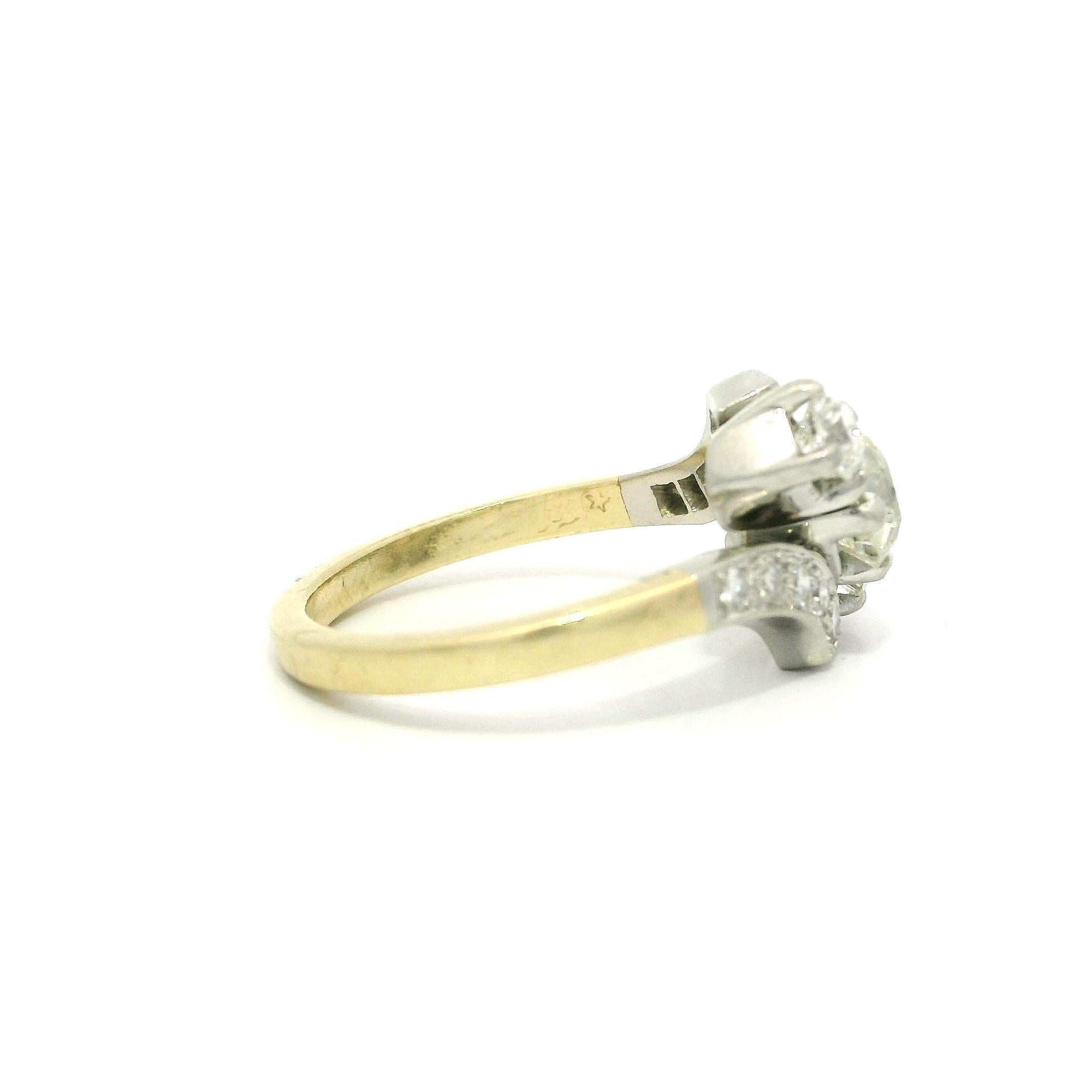 Antiker 14k Gelbgold Platin 1,22ctw klobiger alter Mine Cut Diamantring im Angebot 8