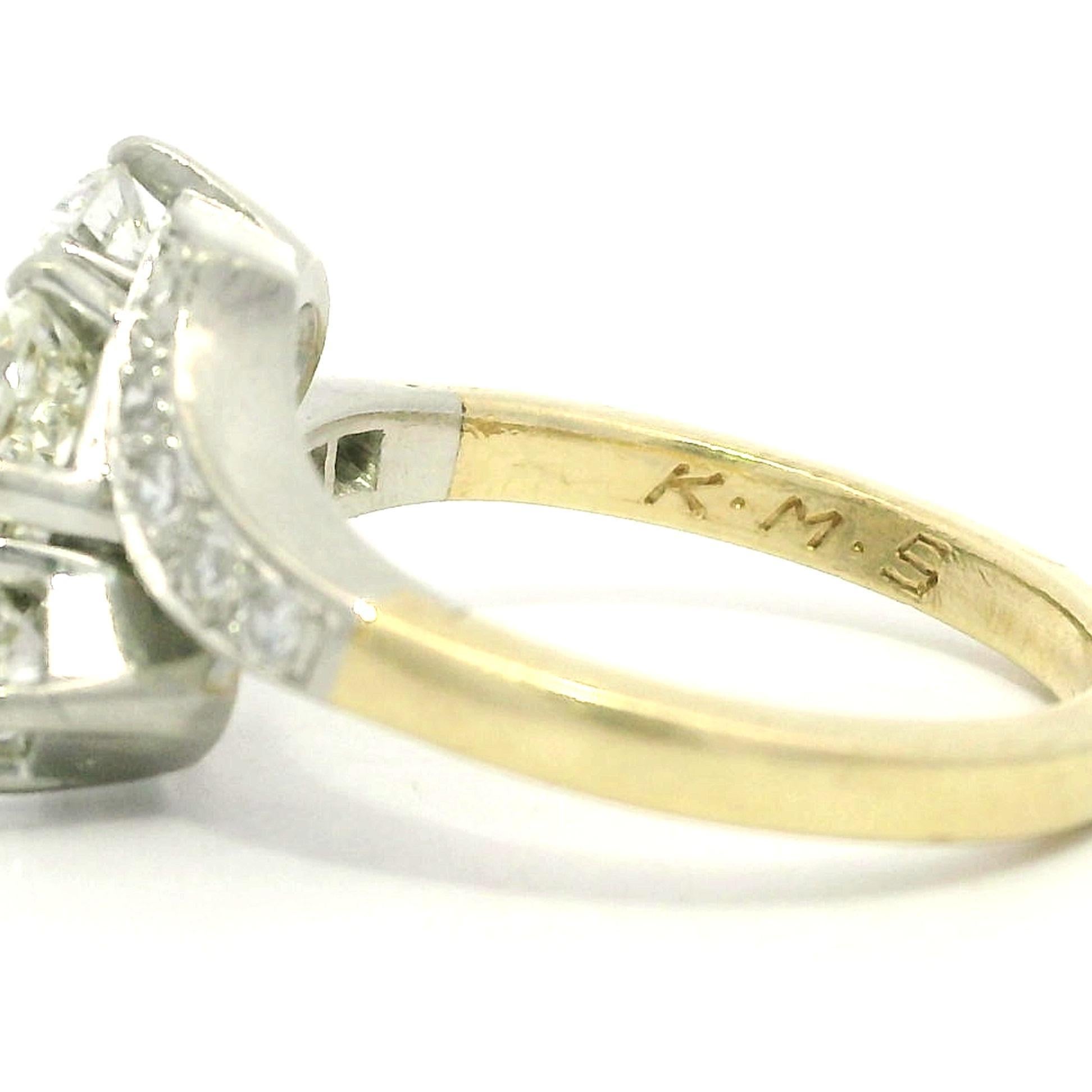 Antiker 14k Gelbgold Platin 1,22ctw klobiger alter Mine Cut Diamantring (Alteuropäischer Brillantschliff) im Angebot