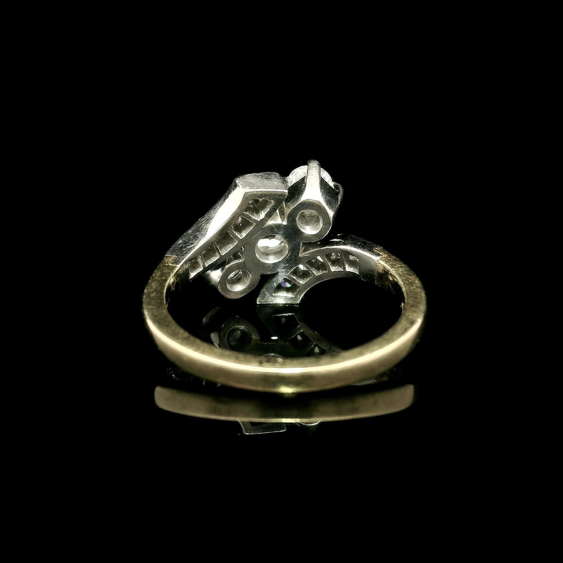 Antiker 14k Gelbgold Platin 1,22ctw klobiger alter Mine Cut Diamantring im Angebot 1