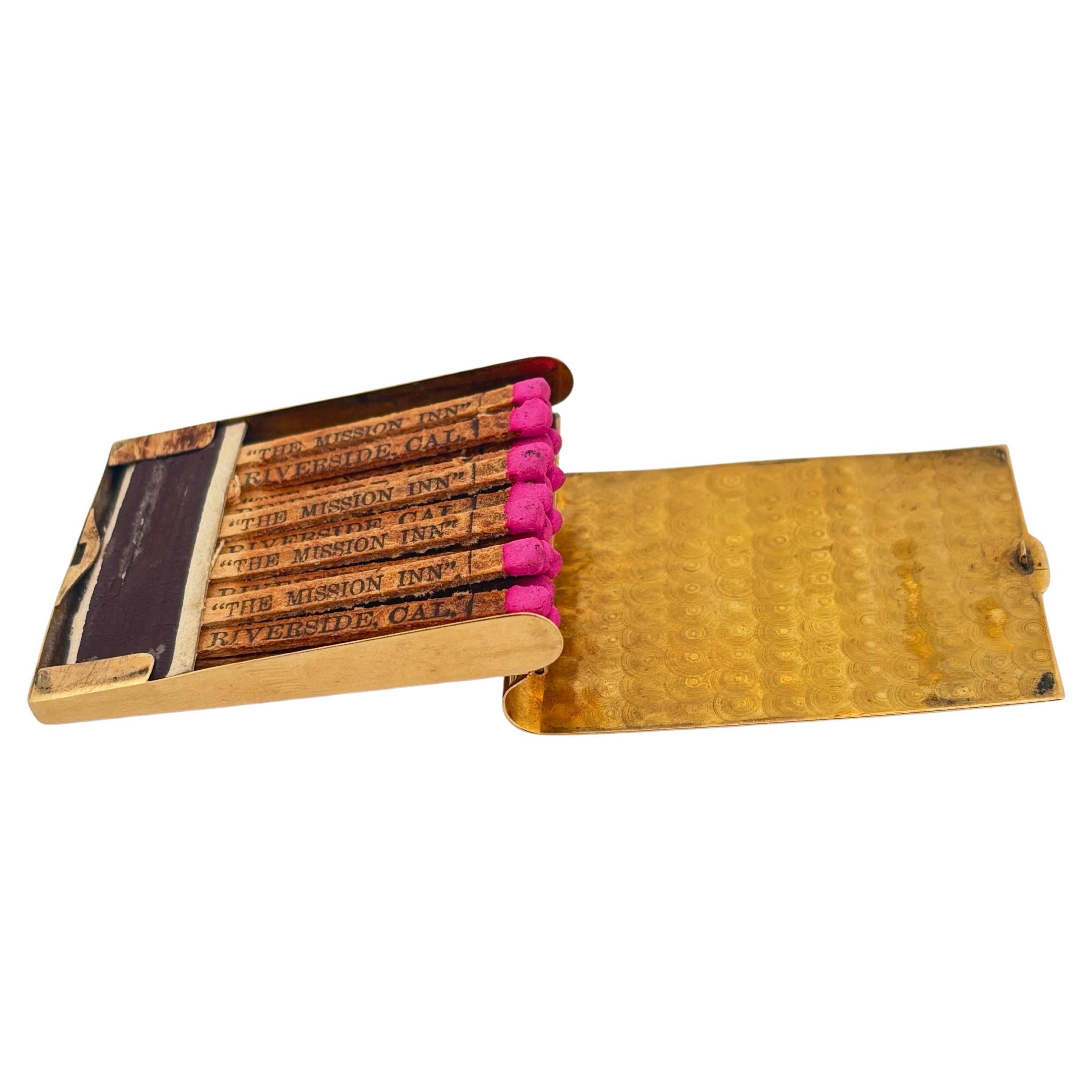 Antique 14K Yellow Gold Rectangular Match Stick Holder Unengraved 1904 Jan. 12th For Sale 1