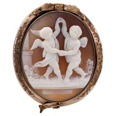 Antique 14k Yellow Gold Shell Cameo Brooch