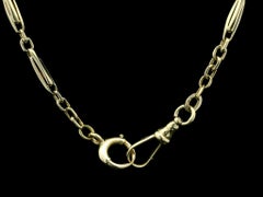 Antique 14k Yellow Gold Solid Well Made Pocket Watch Chain Dog Clip Spring Clasp