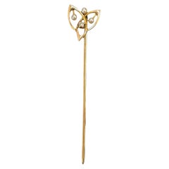Antique 14K Yellow Gold Stickpin with Seed Pearls
Diamond Accent