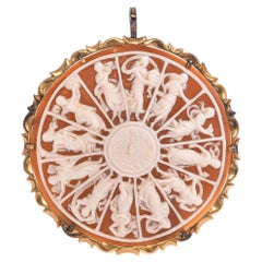 Vintage 14k Yellow Gold "Sundial" signed G Noto Cameo Brooch