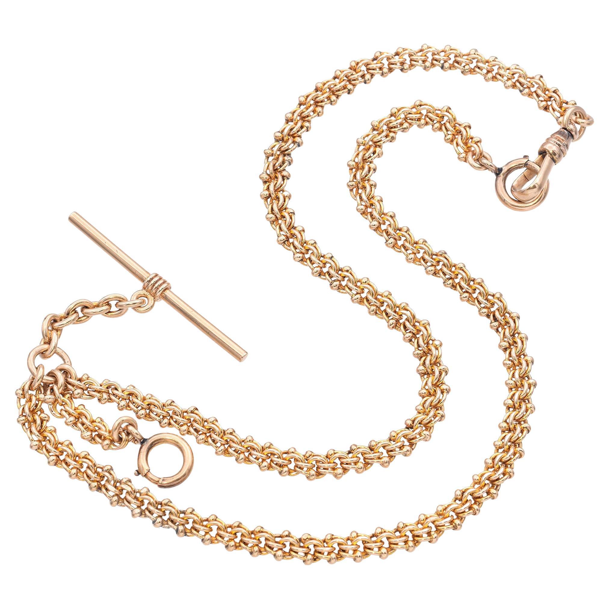 Or jaune 14 carats  Chaîne de montre de poche AT&T