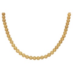 Collier ancien en or jaune 14k à perles texturées