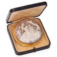 Antique 14k Yellow Gold The Triumph of Bacchus and Ariadne Cameo Brooch