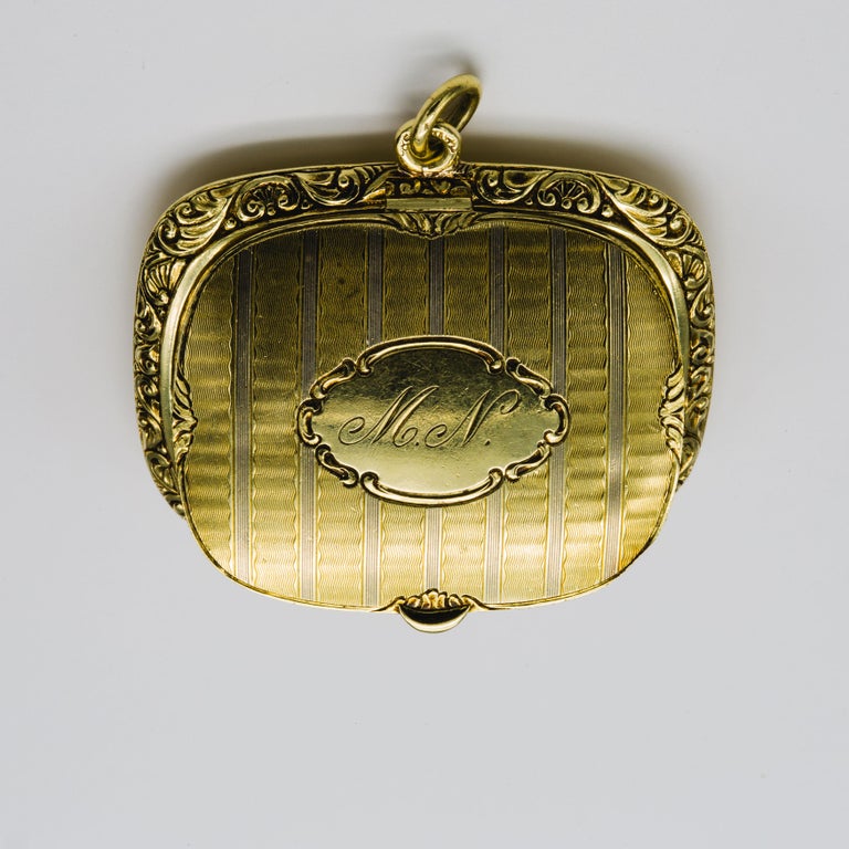 Pendentif Ancien Châtelaine Vinaigrette - Plaqué Or, Occasion Avec Usures D'usage, Bijou Vintage